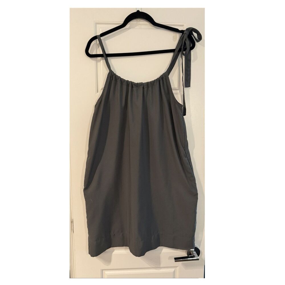 Old Navy Women's Gray Solid Sundress Sleeveless Strappy Scoop Neck Pockets M